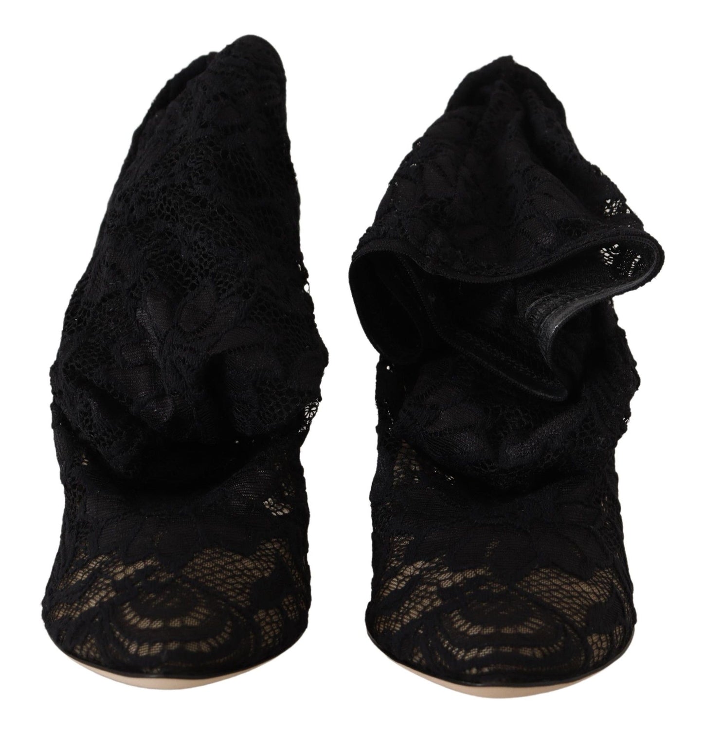 Dolce &amp; Gabbana Black Stretch Socks Taormina Lace Boots