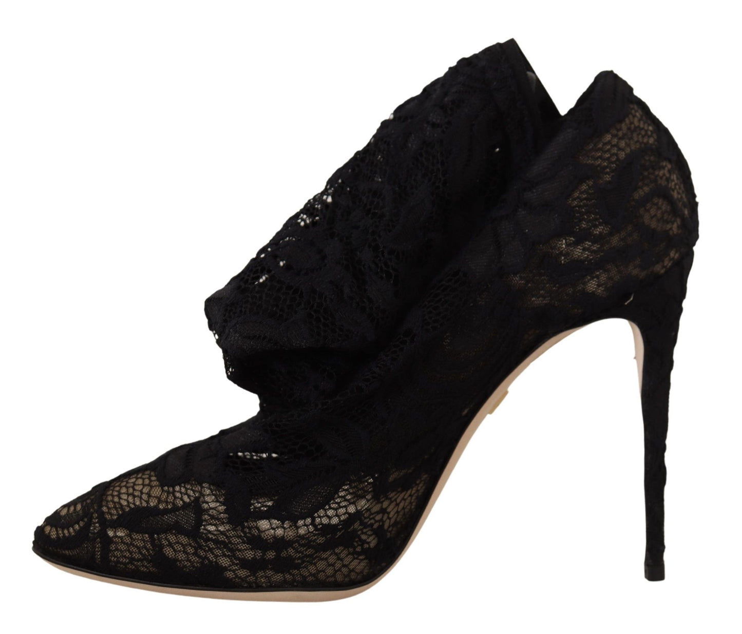 Dolce &amp; Gabbana Black Stretch Socks Taormina Lace Boots