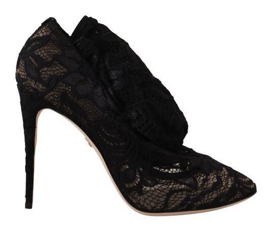 Dolce &amp; Gabbana Black Stretch Socks Taormina Lace Boots