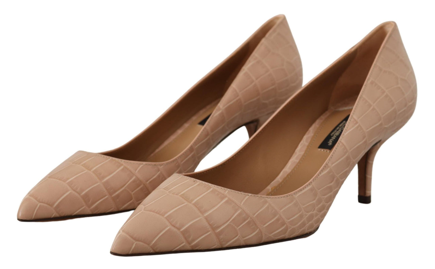 Dolce &amp; Gabbana Beige Leather Pointed Heels Pumps Shoes