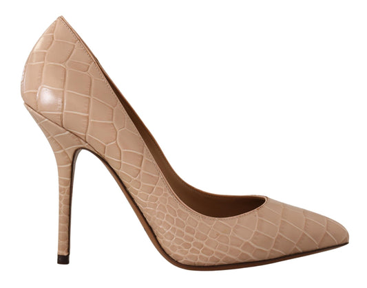 Dolce &amp; Gabbana Beige Leather Bellucci Heels Pumps Shoes