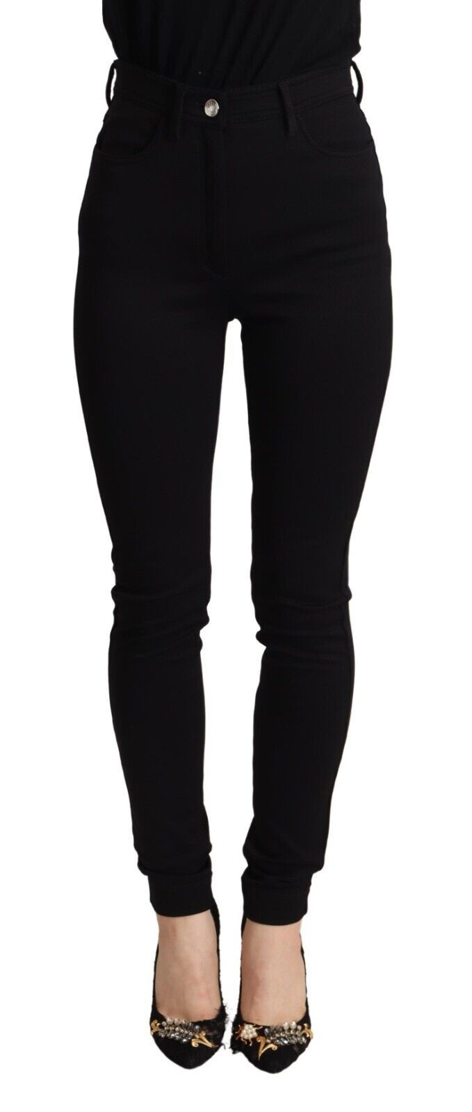 Dolce &amp; Gabbana Black High Waist Skinny Slim Fit Pants