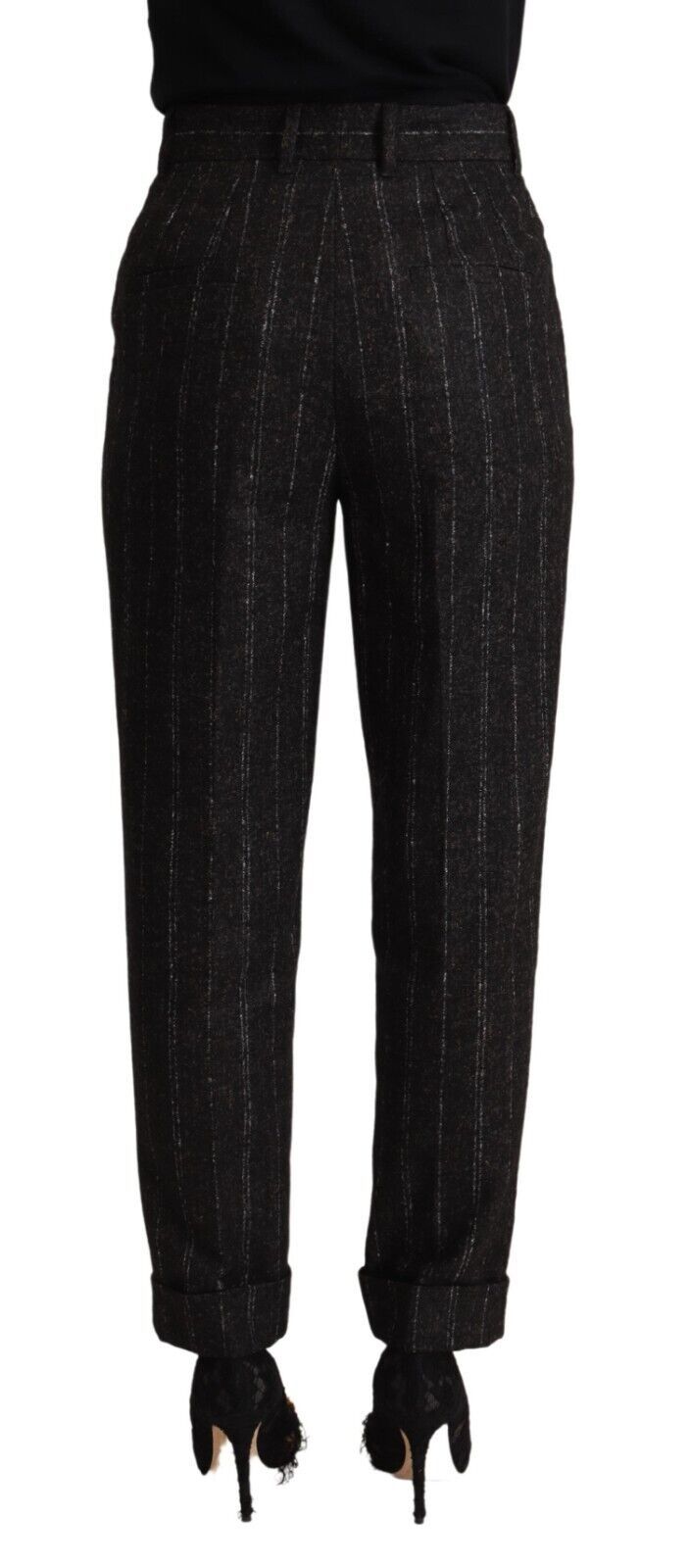 Dolce &amp; Gabbana Black Striped High Waist Tapered Pants