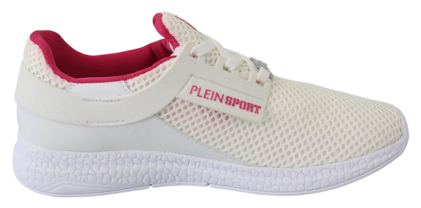 Plein Sport Weiße Polyester Runner Becky Sneakers Schuhe