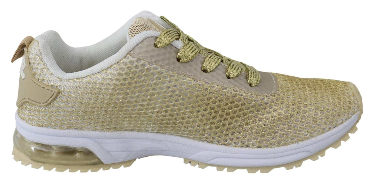 Plein Sport Gold Polyester Gretel Sneakers Schuhe