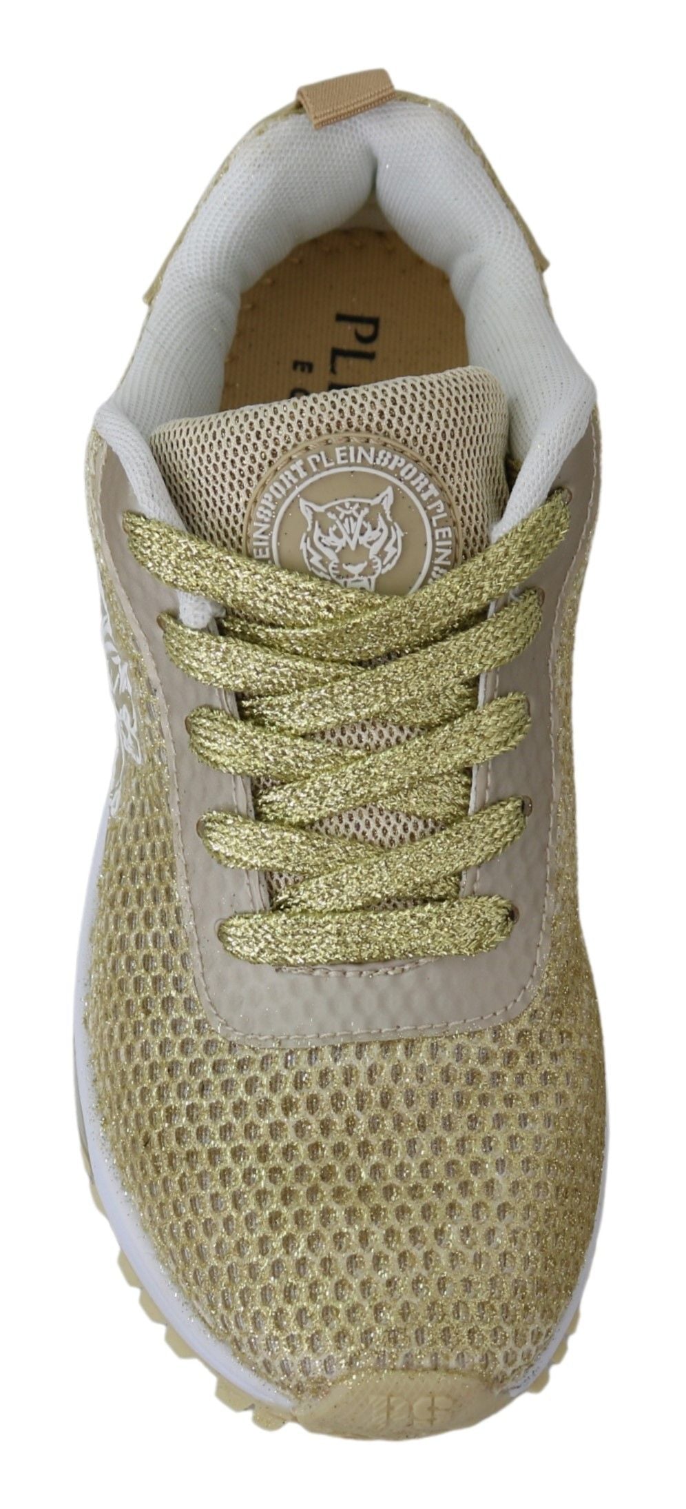 Plein Sport Gold Polyester Gretel Sneakers Schuhe