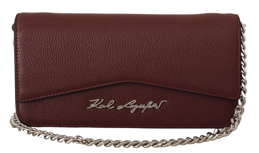 Abend-Clutch aus weinrotem Leder von Karl Lagerfeld