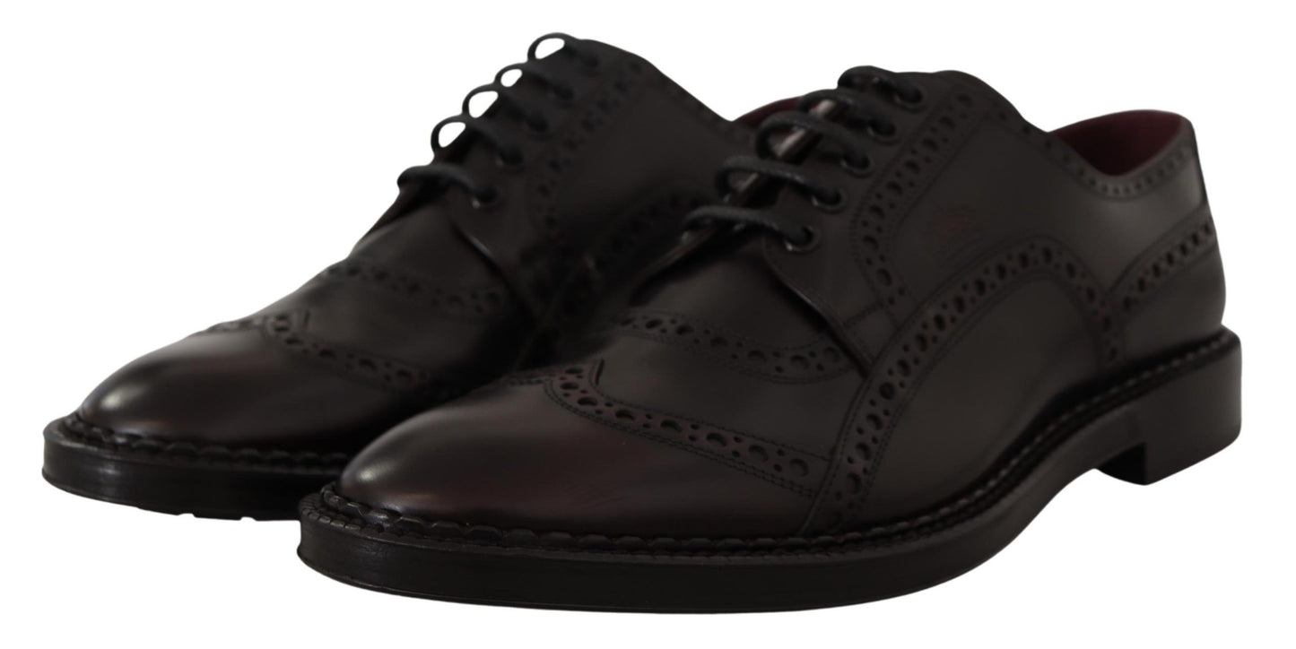 Dolce &amp; Gabbana Purple Leather Oxford Wingtip Formal Shoes