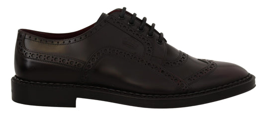 Dolce &amp; Gabbana Purple Leather Oxford Wingtip Formal Shoes