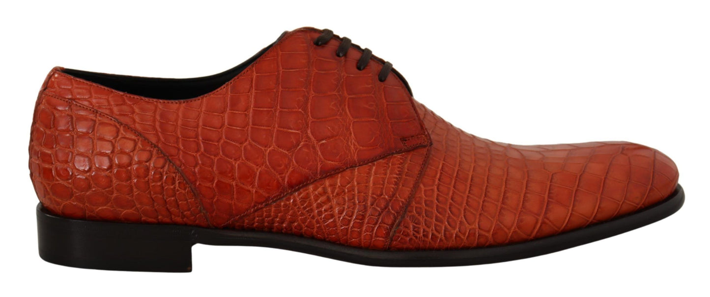 Dolce &amp; Gabbana Orangefarbene Derby-Schuhe aus exotischem Leder