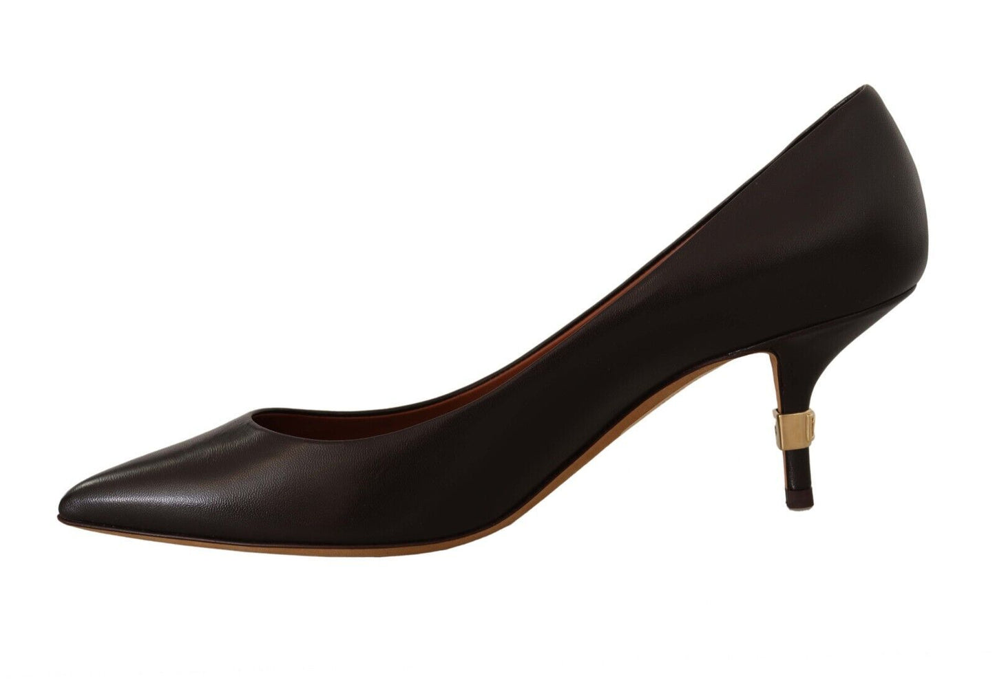 Dolce &amp; Gabbana Braune Kitten-Pumps mit mittlerem Absatz aus Leder