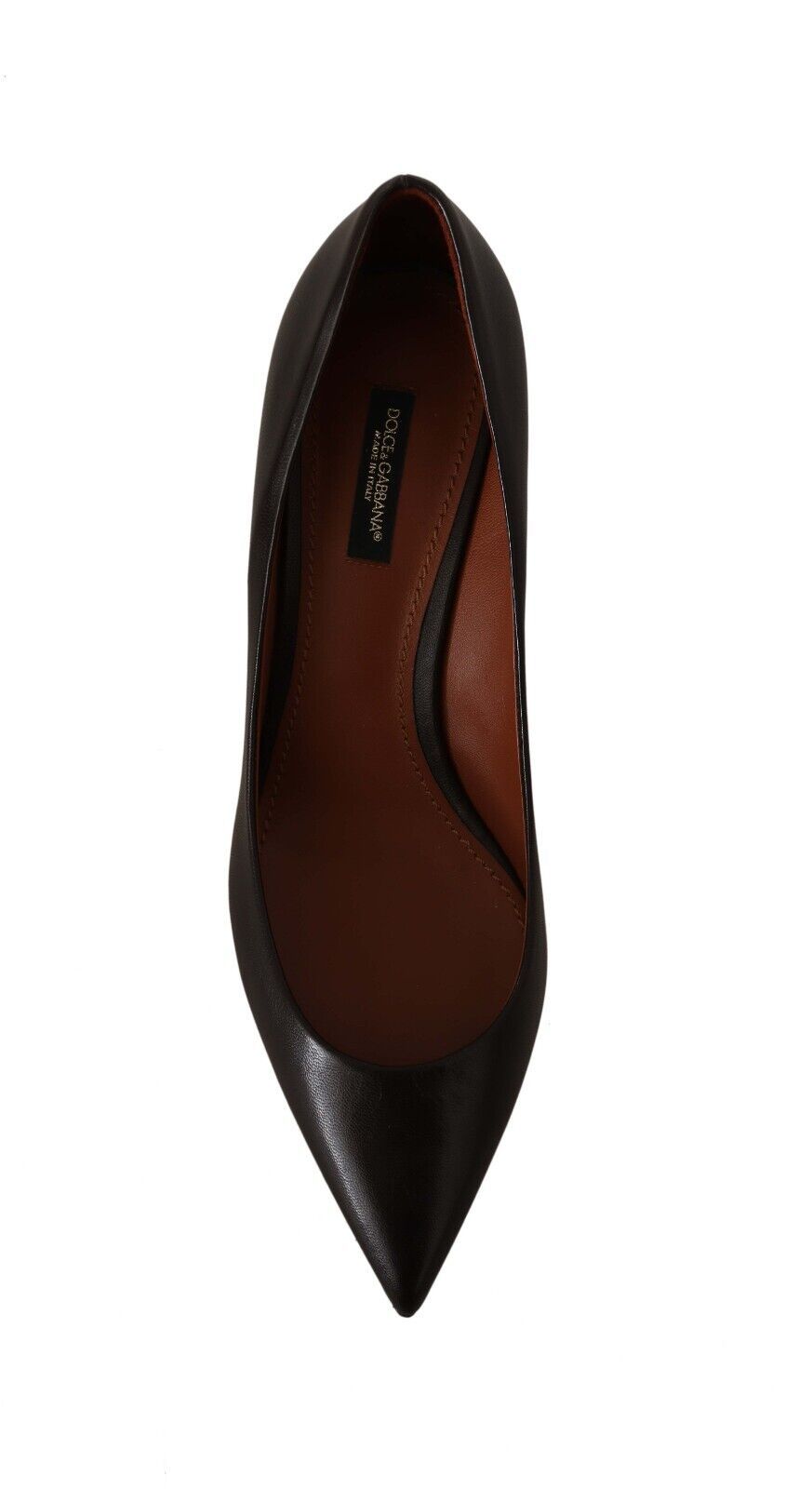 Dolce &amp; Gabbana Brown Leather Kitten Mid Heels Pumps Shoes