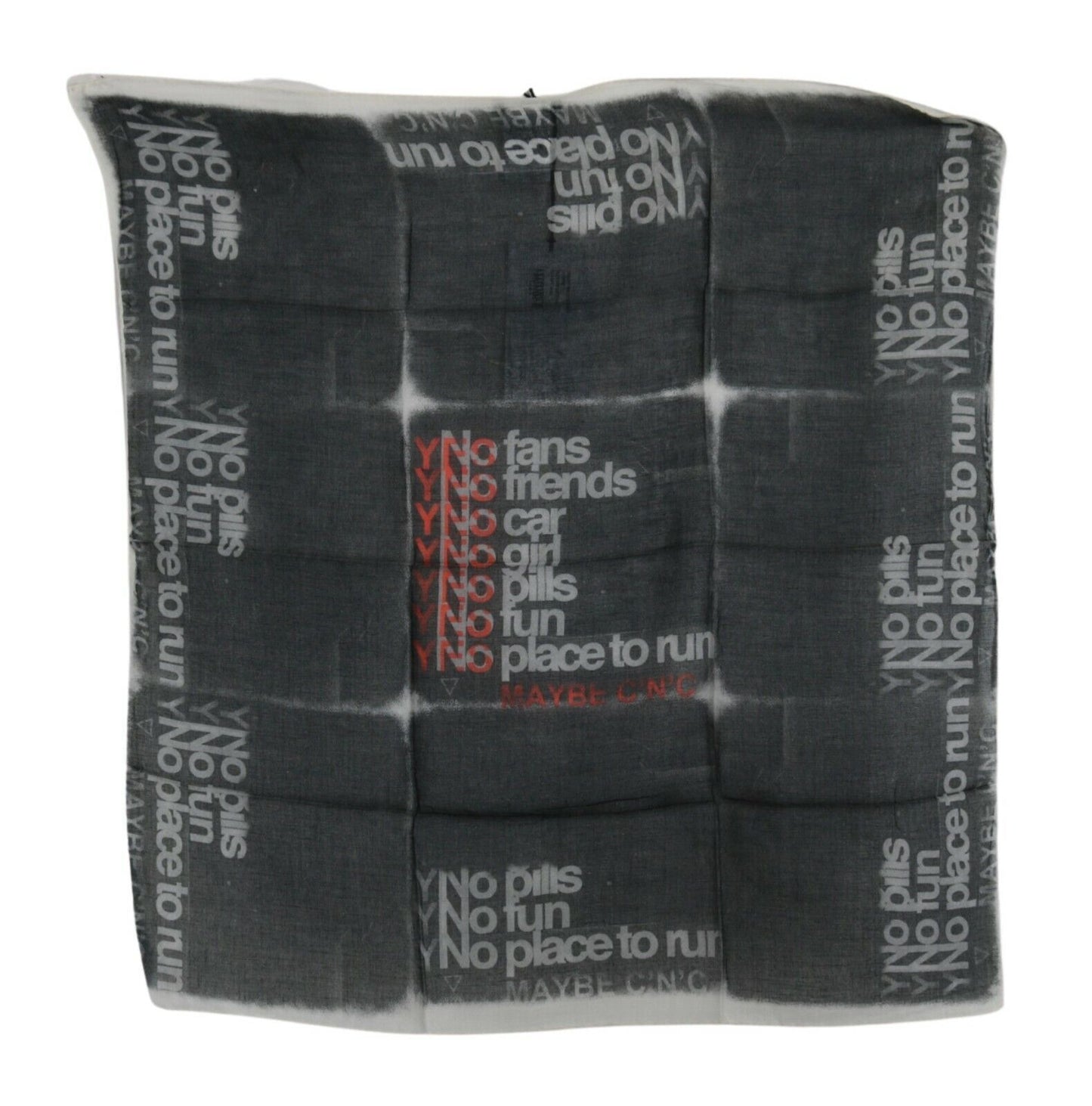 Costume National Dark Grey Wool Foulard Branded Scarf