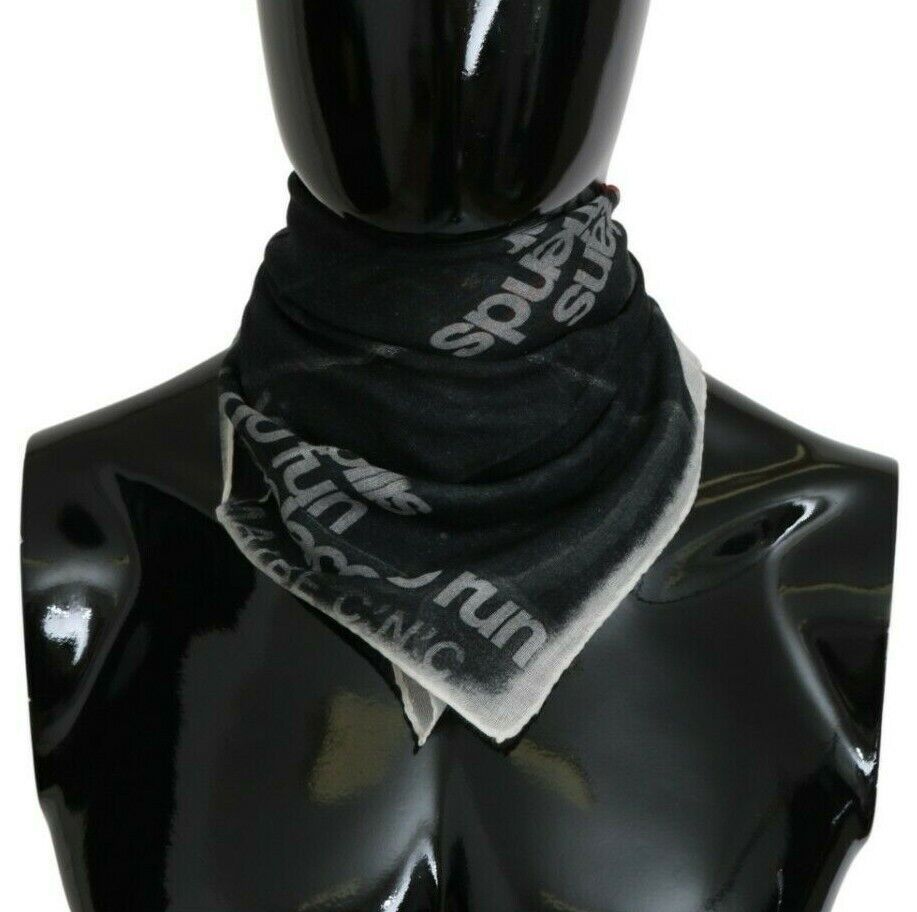 Costume National Dark Grey Wool Foulard Branded Scarf