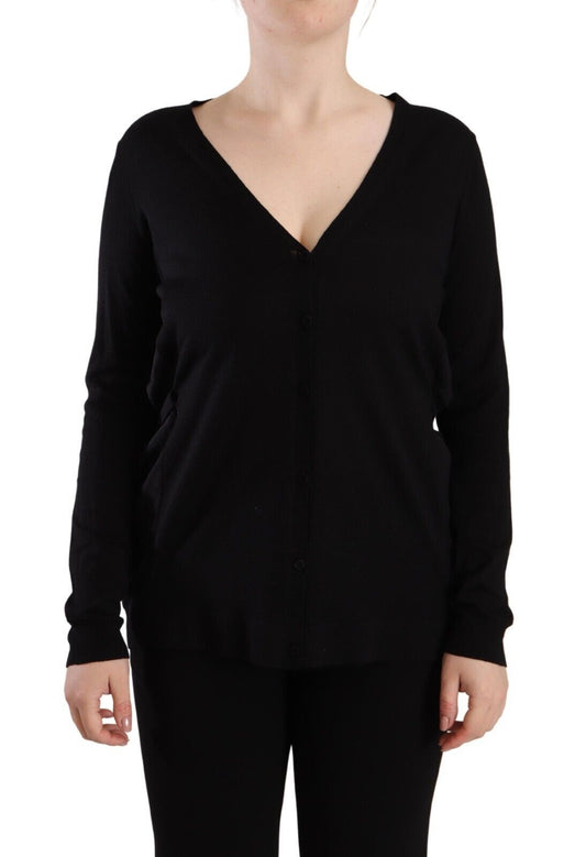 Dolce &amp; Gabbana Black Wool V-neck Long Sleeves Pullover Top