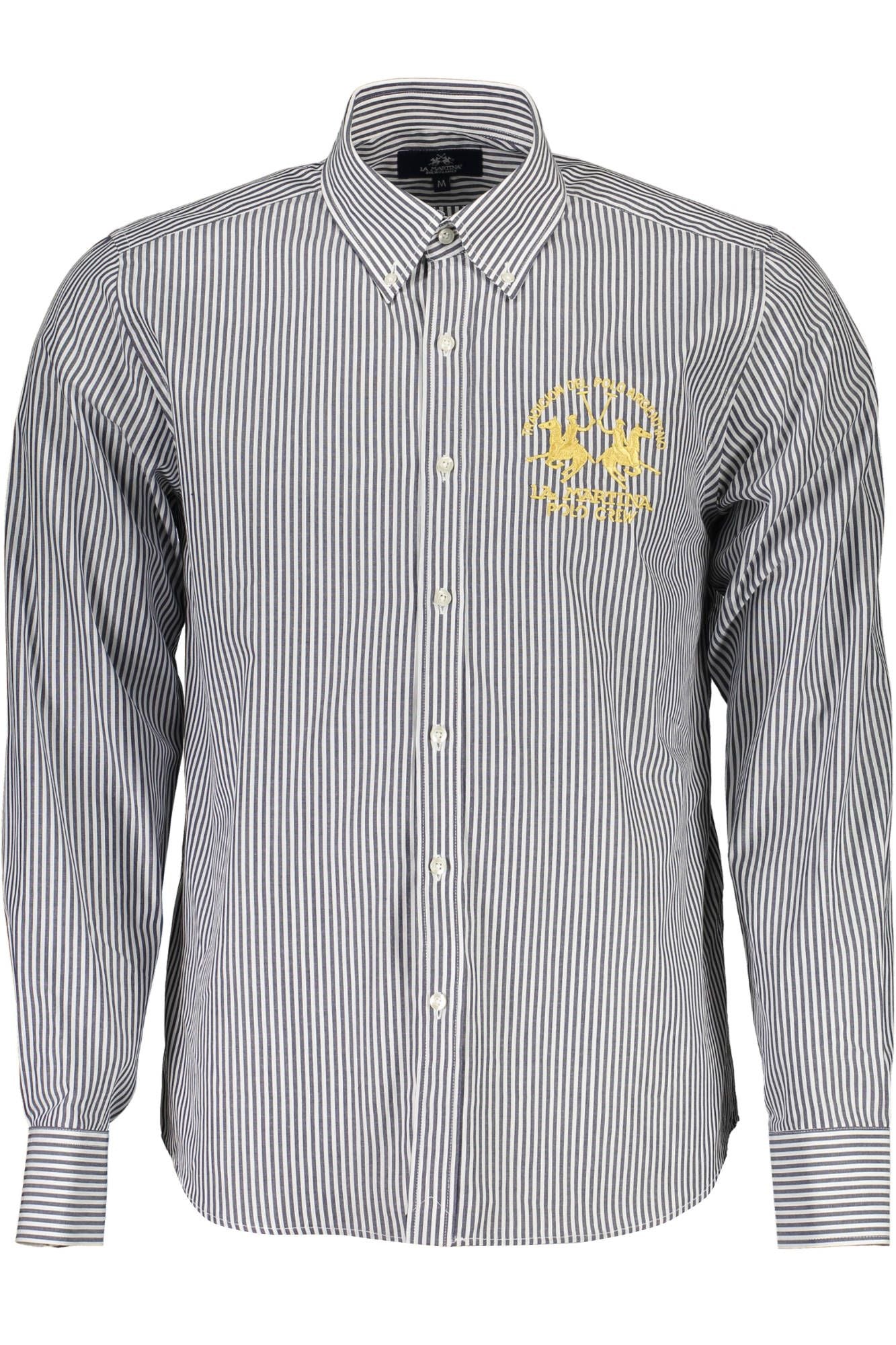 La Martina Blue Cotton Men Shirt