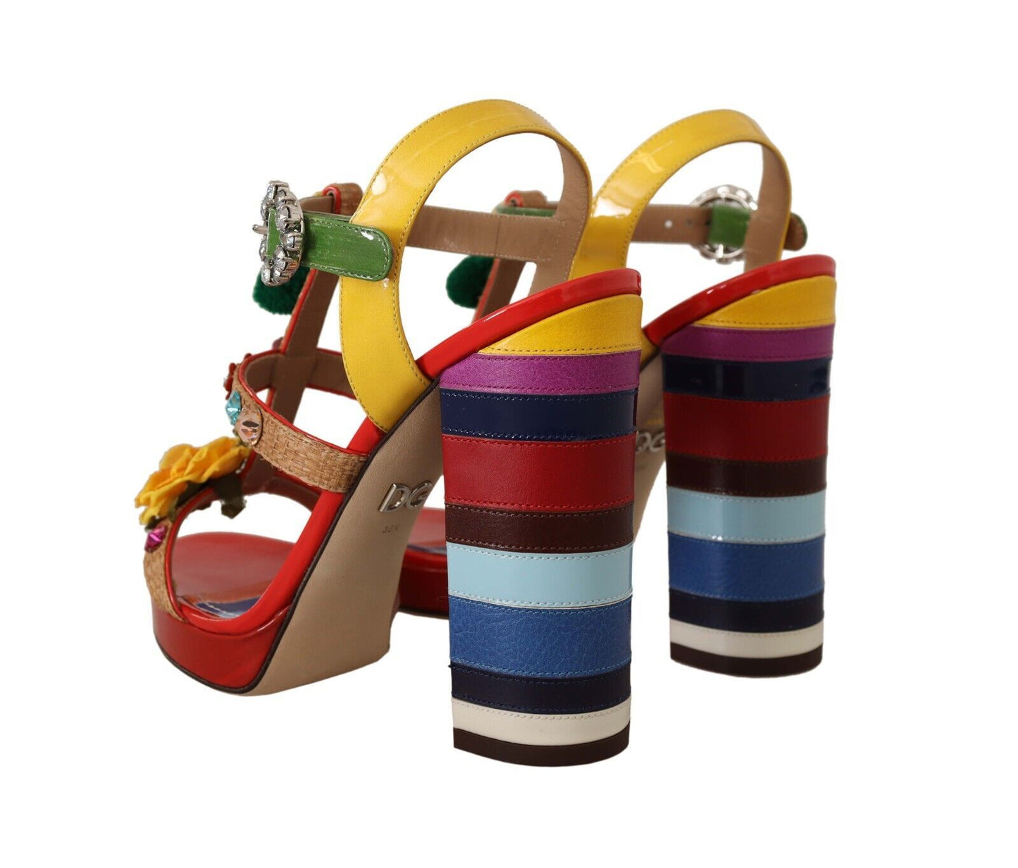 Dolce & Gabbana Multicolor Floral Ankle Strap Heels