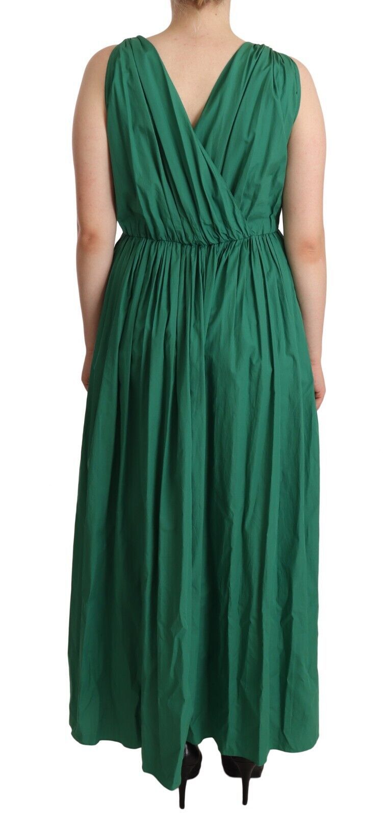 Dolce &amp; Gabbana Green Cotton na walang manggas na V-neck na Dress