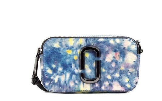 Marc Jacobs The Snapshot Tasche Aquarellblau bedruckte Leder-Umhängetasche