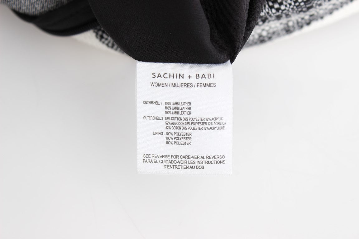 Sachin at Babi Gray Black Liza Leather Straight Pencil