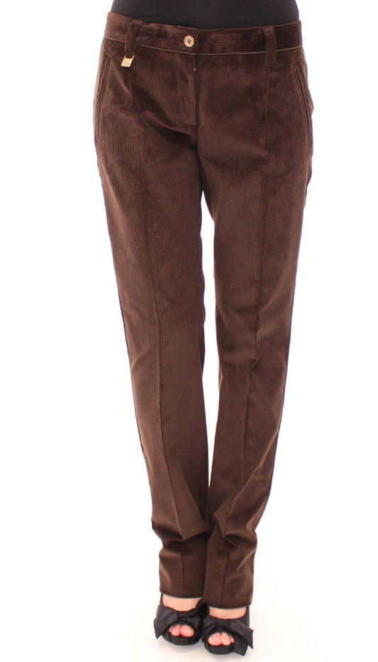 Dolce &amp; Gabbana Brown Corduroys Straight Logo Casual Pants