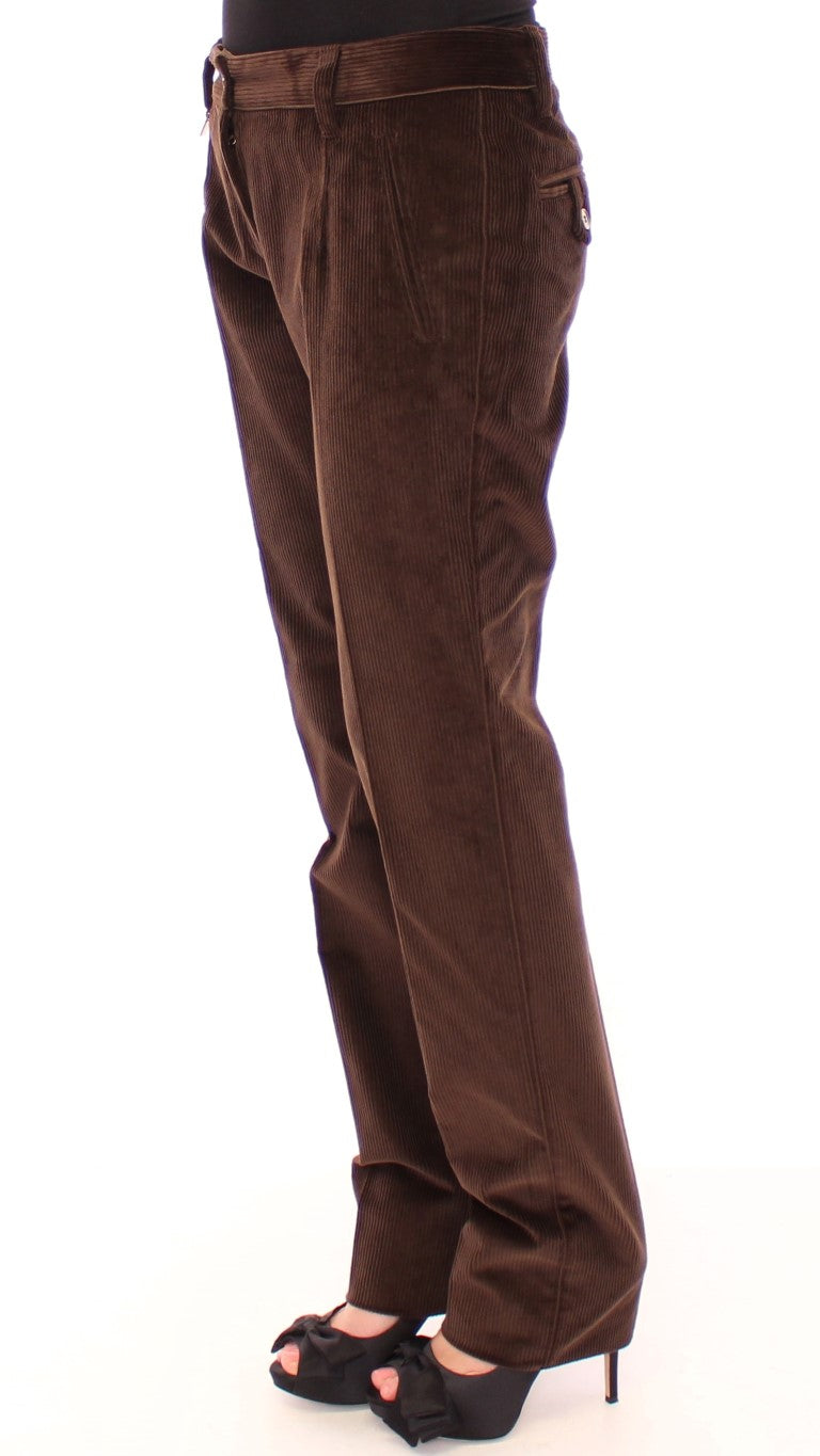 Dolce &amp; Gabbana Brown Corduroys Straight Logo Casual Pants