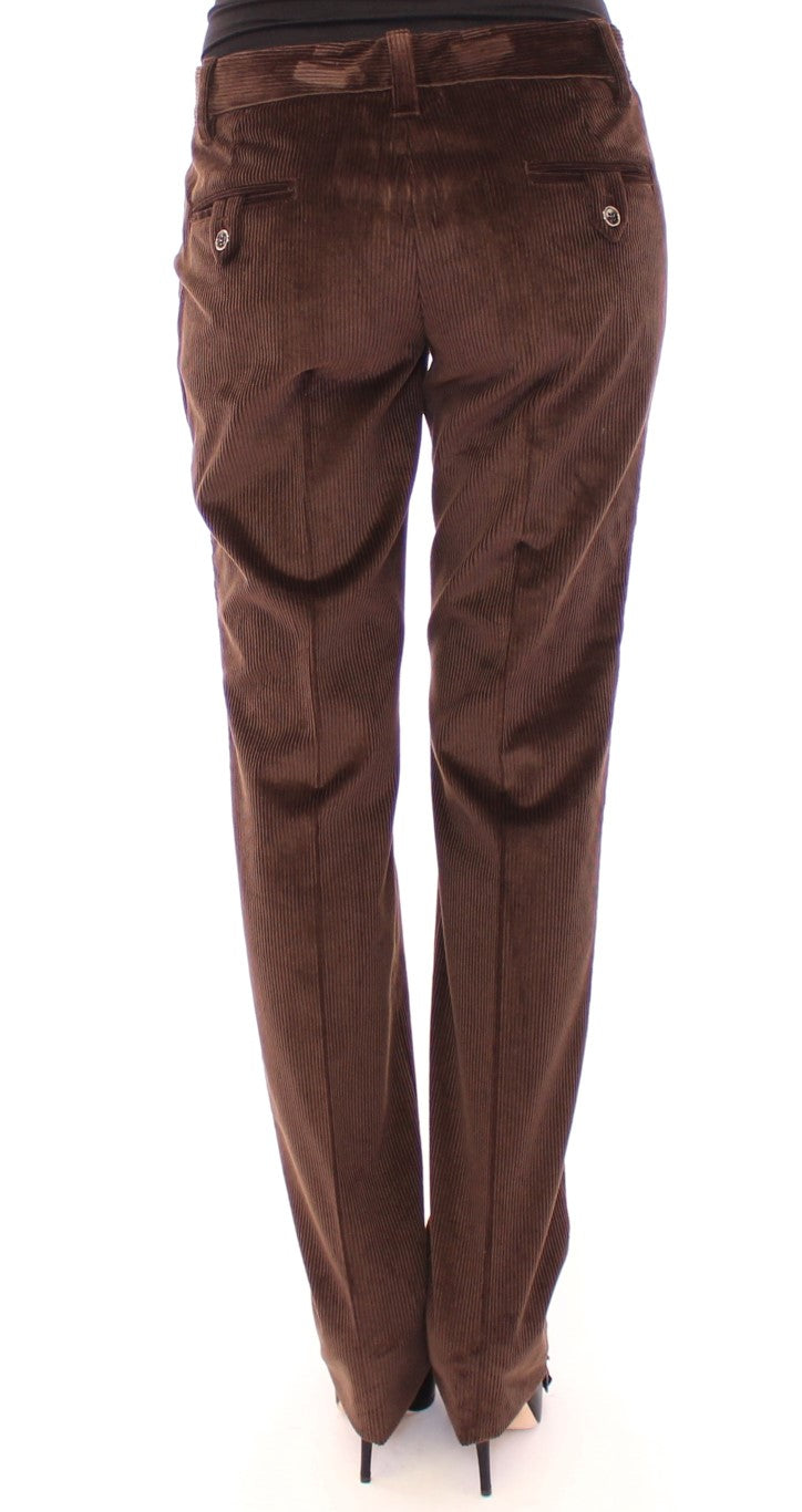 Dolce &amp; Gabbana Brown Corduroys Straight Logo Casual Pants