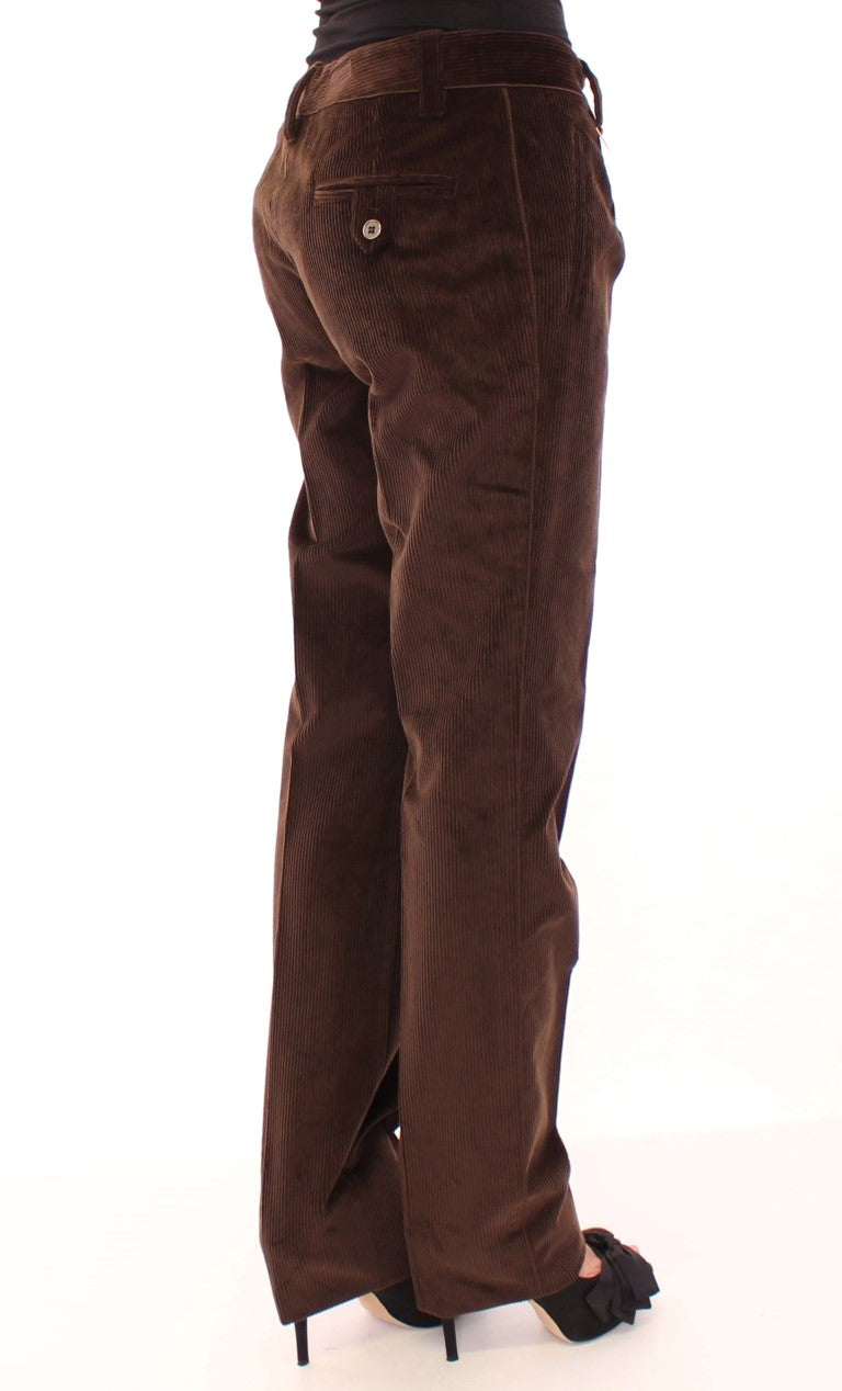 Dolce &amp; Gabbana Brown Corduroys Straight Logo Casual Pants