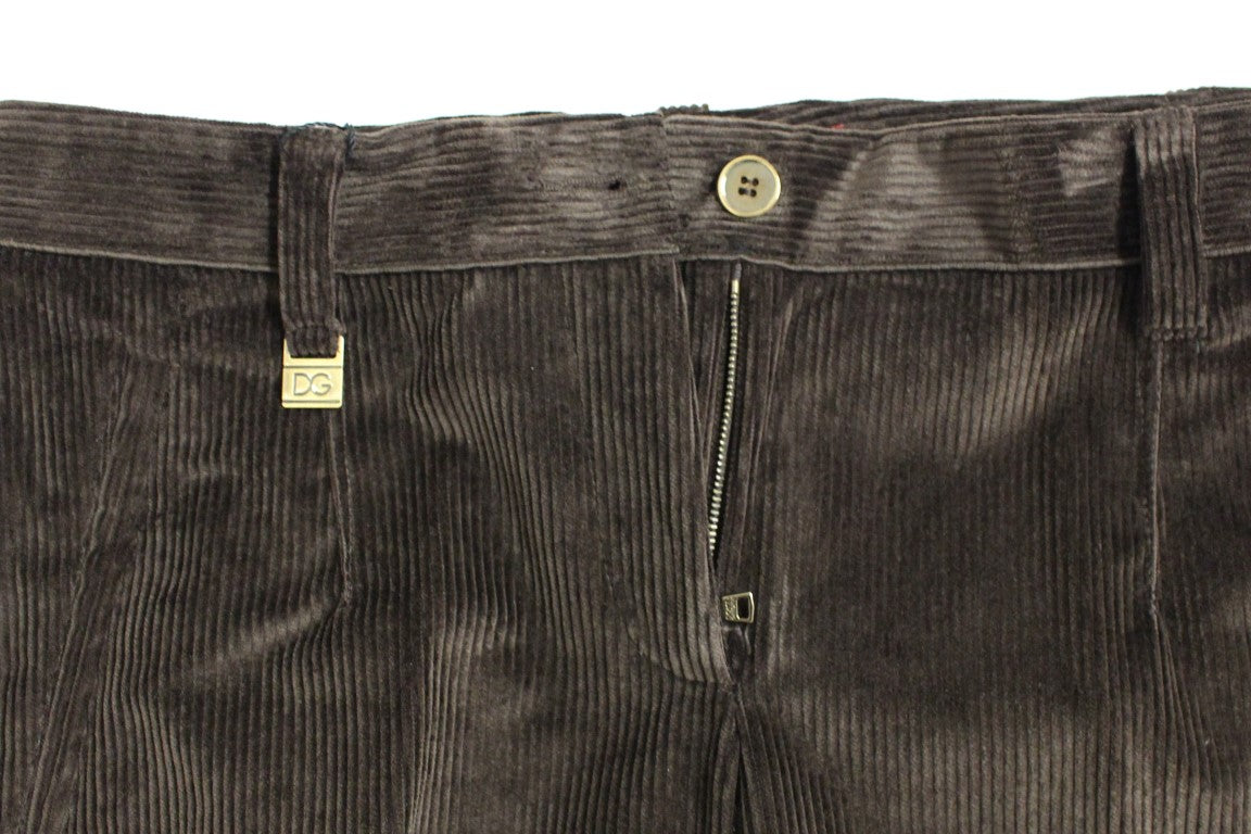 Dolce &amp; Gabbana Brown Corduroys Straight Logo Casual Pants