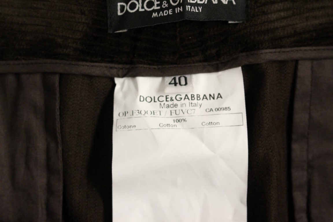 Dolce &amp; Gabbana Braune Cord-Freizeithose mit geradem Logo