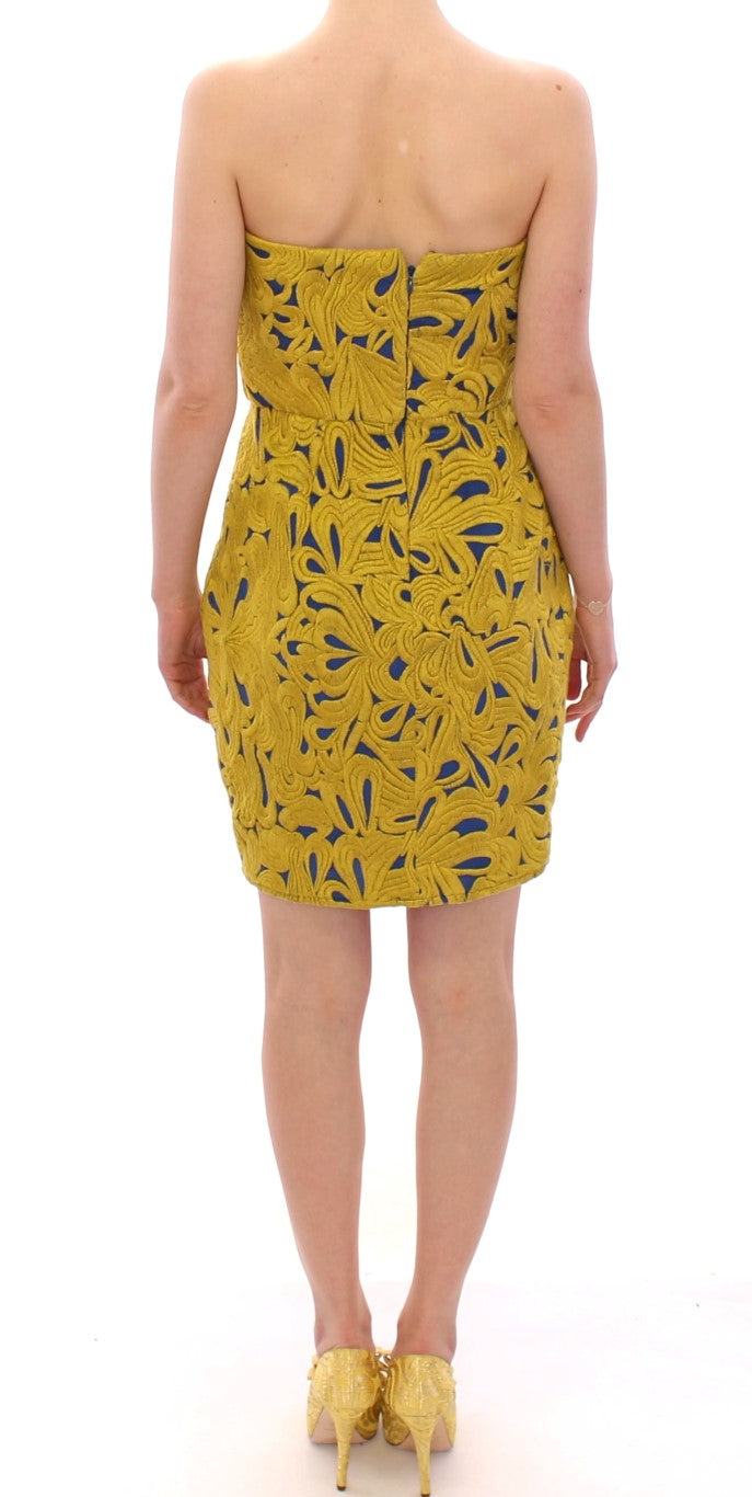 Sachin at Babi Blue Yellow Strapless Bubble Mini Shift Dress