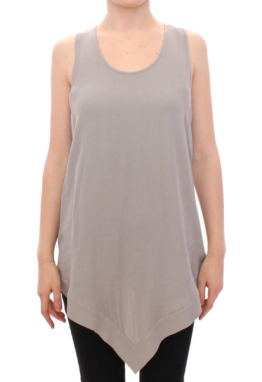 Comeforbreakfast Grey Viscose Tank Top Shirt Blouse