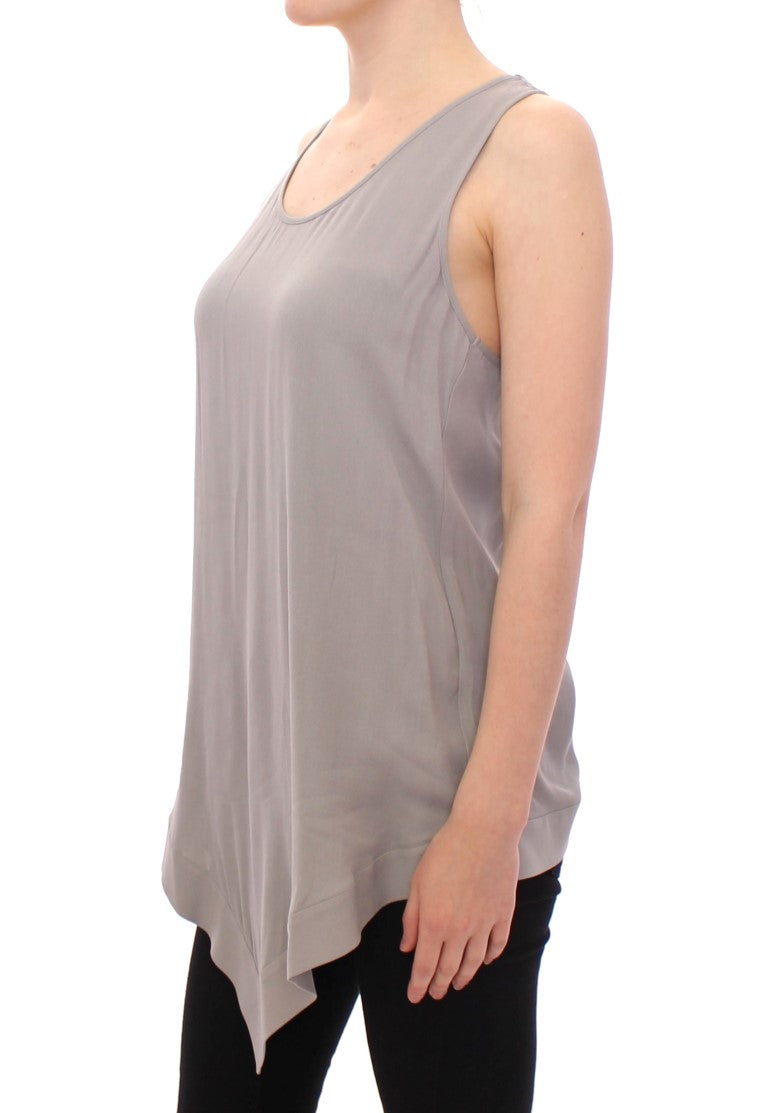 Comeforbreakfast Grey Viscose Tank Top Shirt Blouse