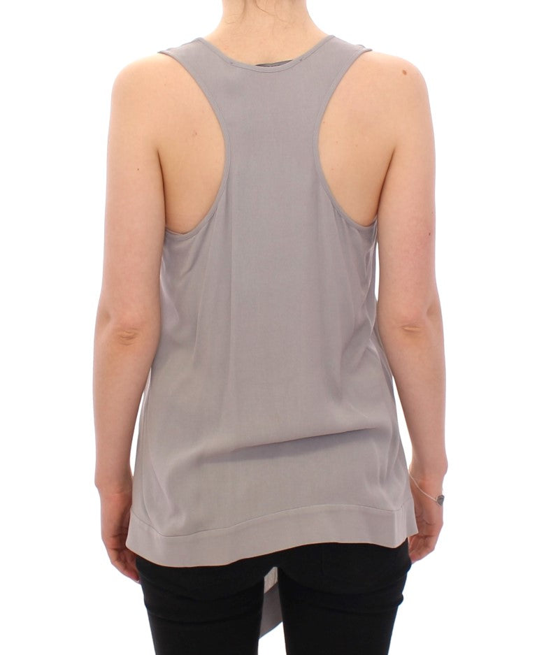 Comeforbreakfast Grey Viscose Tank Top Shirt Blouse