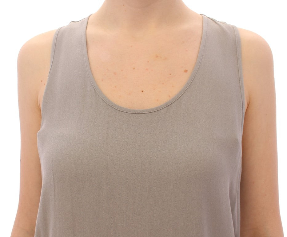 Comeforbreakfast Grey Viscose Tank Top Shirt Blouse