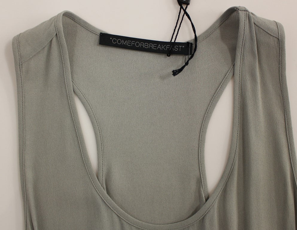 Comeforbreakfast Grey Viscose Tank Top Shirt Blouse