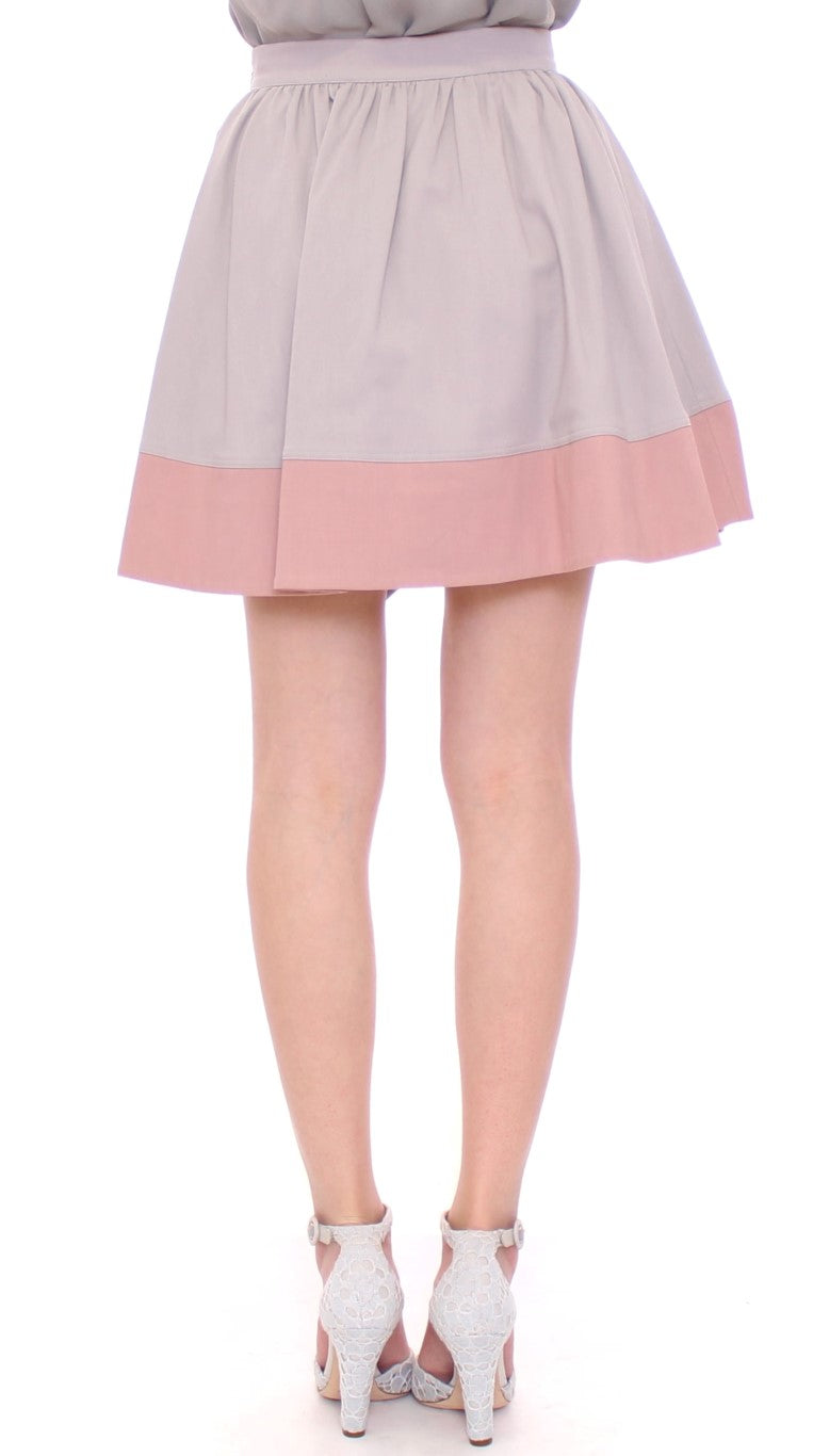 Comeforbreakfast Pink Grey Mini Short Pleated Skirt