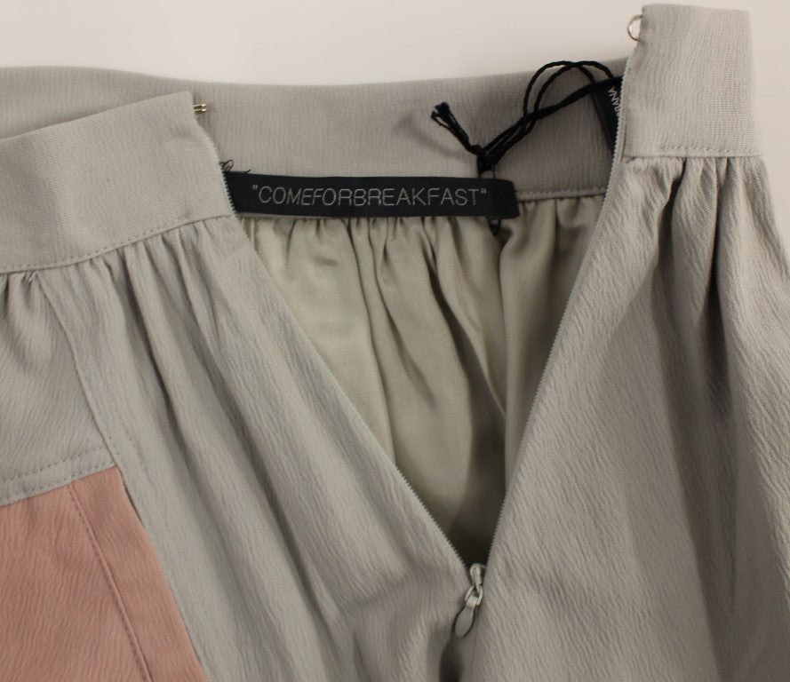 Comeforbreakfast Pink Grey Mini Short Pleated Skirt