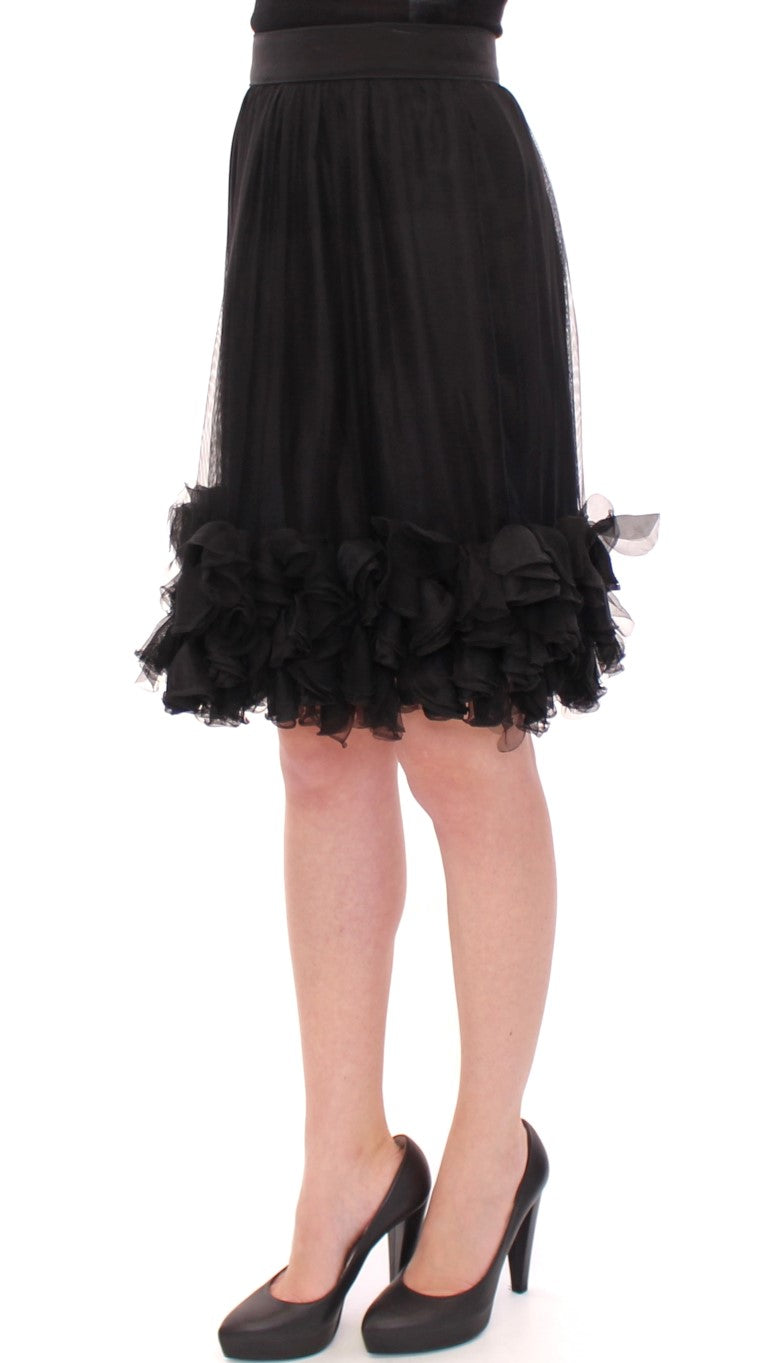 Dolce &amp; Gabbana Black Silk Transparent Above Knees Skirt