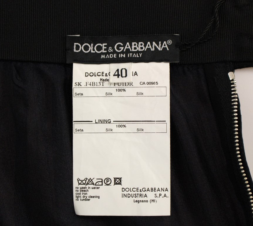 Dolce &amp; Gabbana Schwarzer transparenter Seidenrock über dem Knie