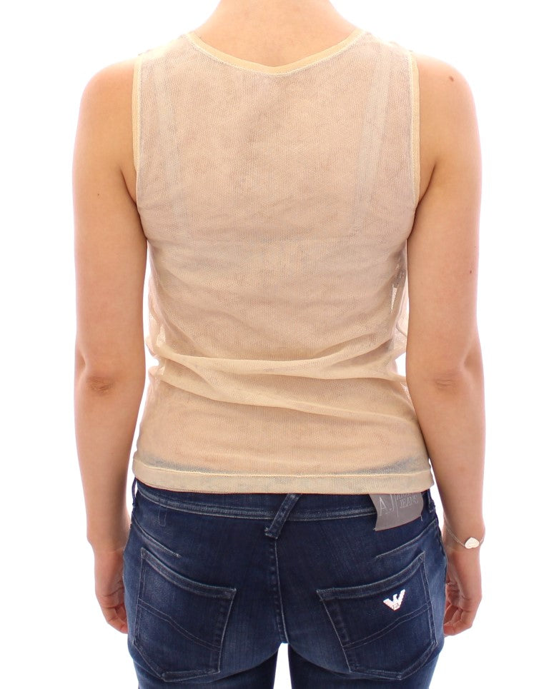 Dolce &amp; Gabbana Beige na walang manggas na Cotton Top Tank Blouse