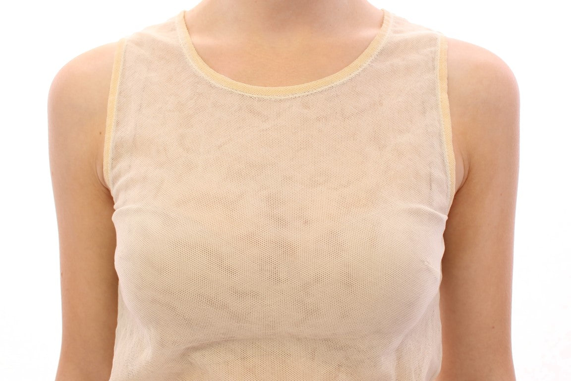 Dolce &amp; Gabbana Beige na walang manggas na Cotton Top Tank Blouse