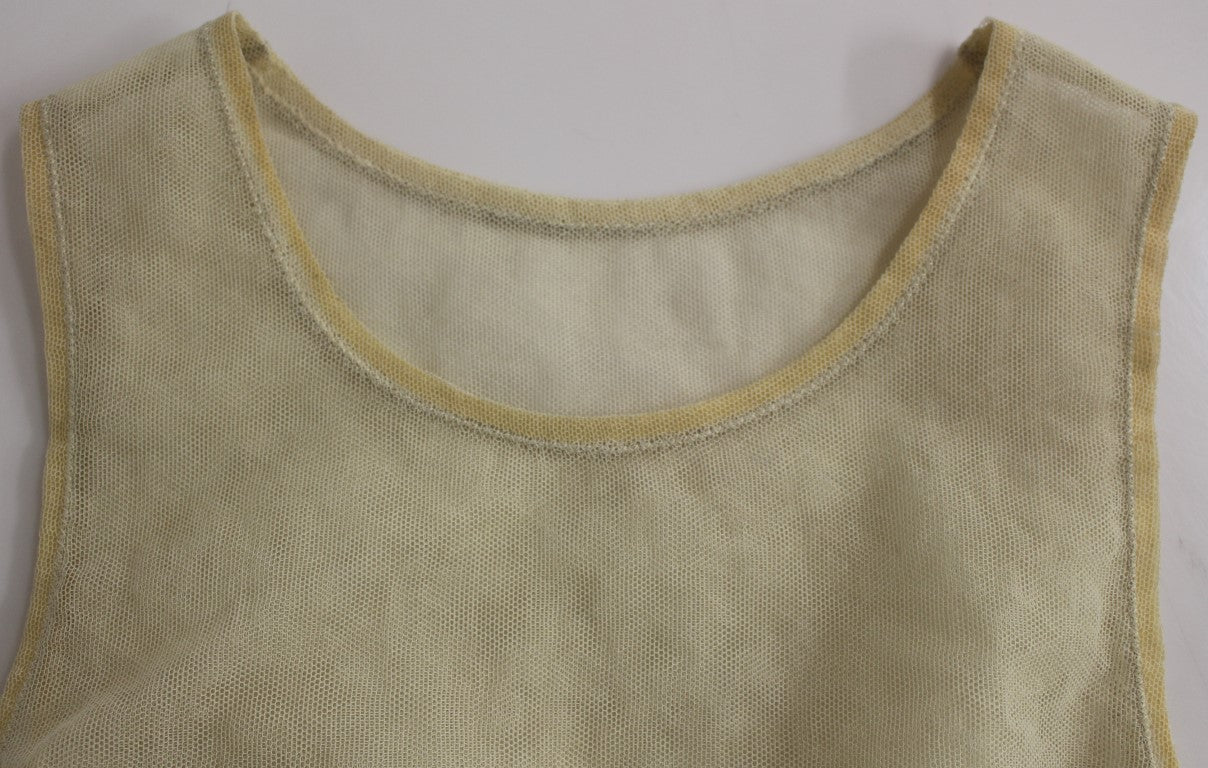 Dolce &amp; Gabbana Beige na walang manggas na Cotton Top Tank Blouse