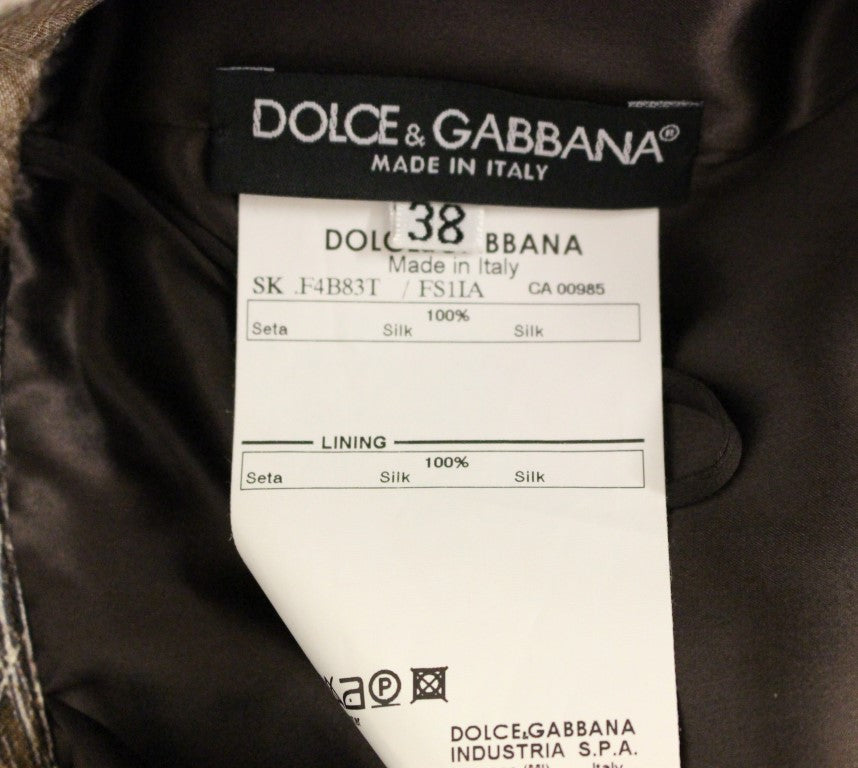 Dolce &amp; Gabbana Brown Floral Silk Straight Full Skirt