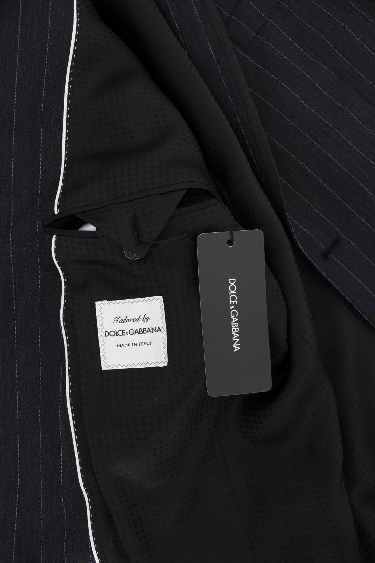 Dolce &amp; Gabbana Gray Striped Slim Fit Wool Blazer