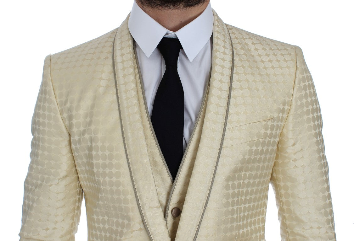 Dolce &amp; Gabbana Beige Polka Dot Silk 2 Piece Blazer