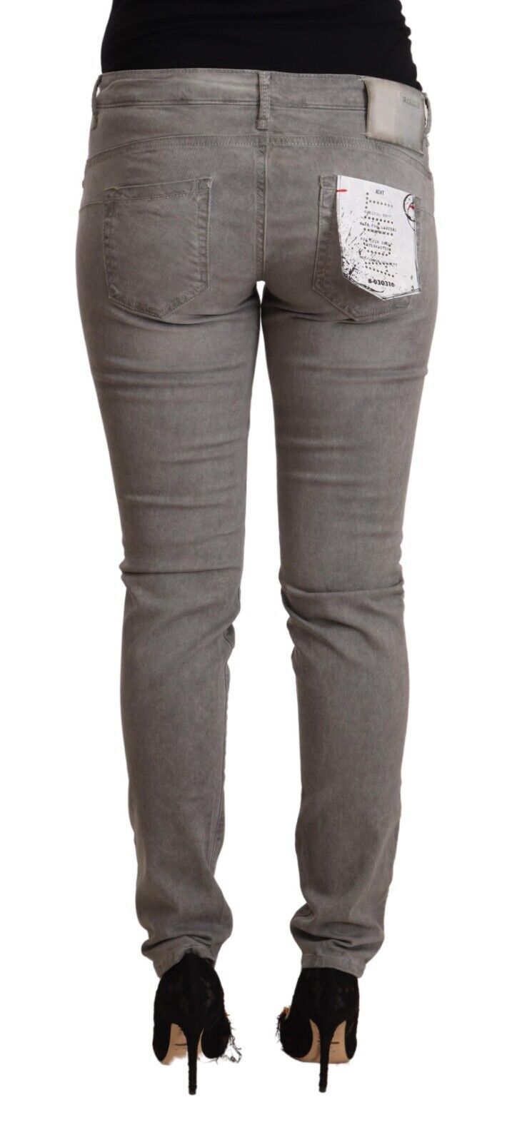 Acht Grey Cotton Low Waist Skinny Push Up Denim Jeans