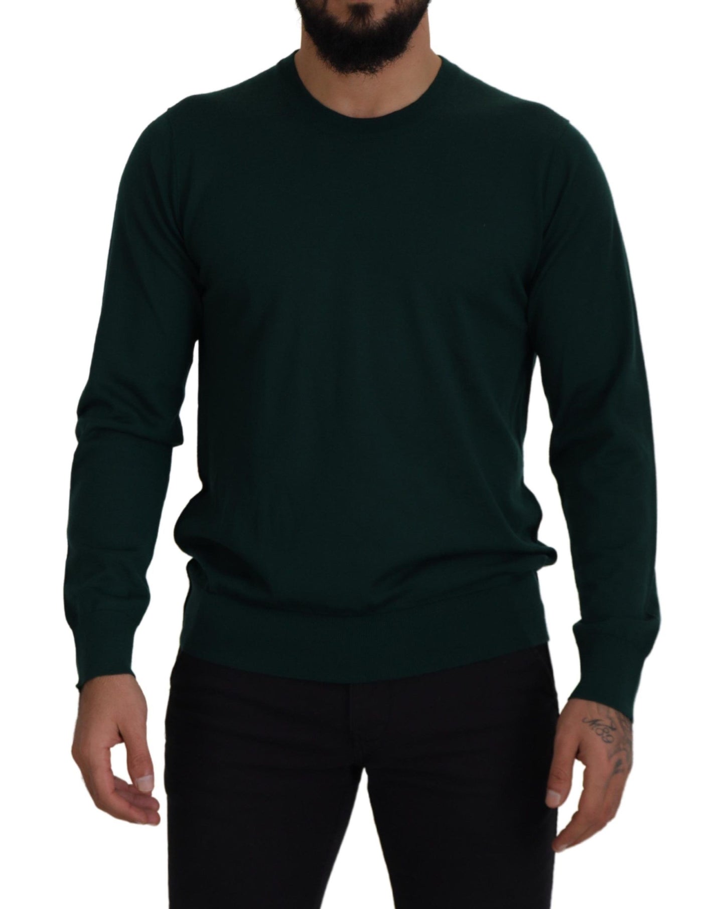 Dolce &amp; Gabbana Green Cashmere Crewneck Pullover Sweater