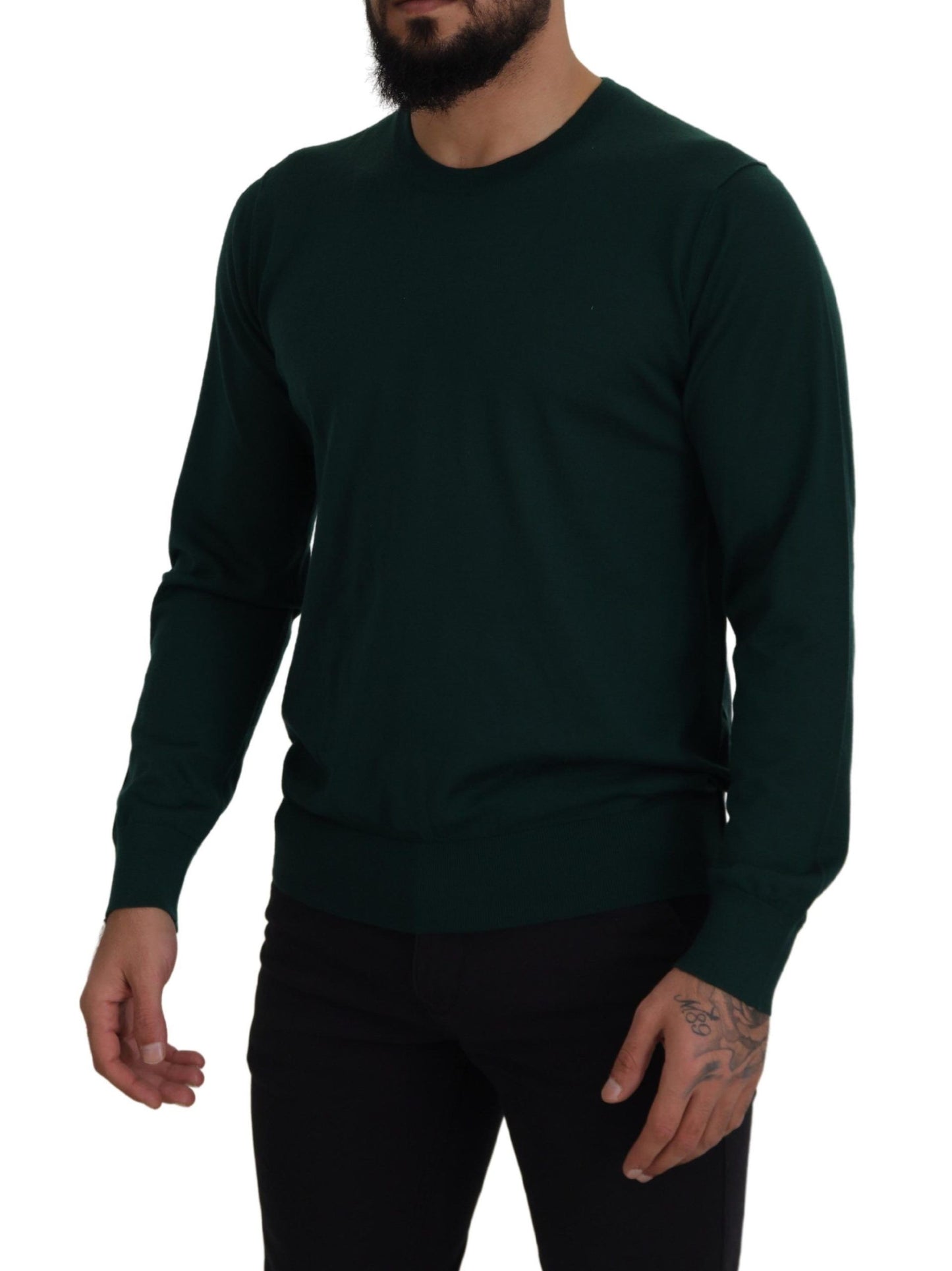 Dolce &amp; Gabbana Green Cashmere Crewneck Pullover Sweater