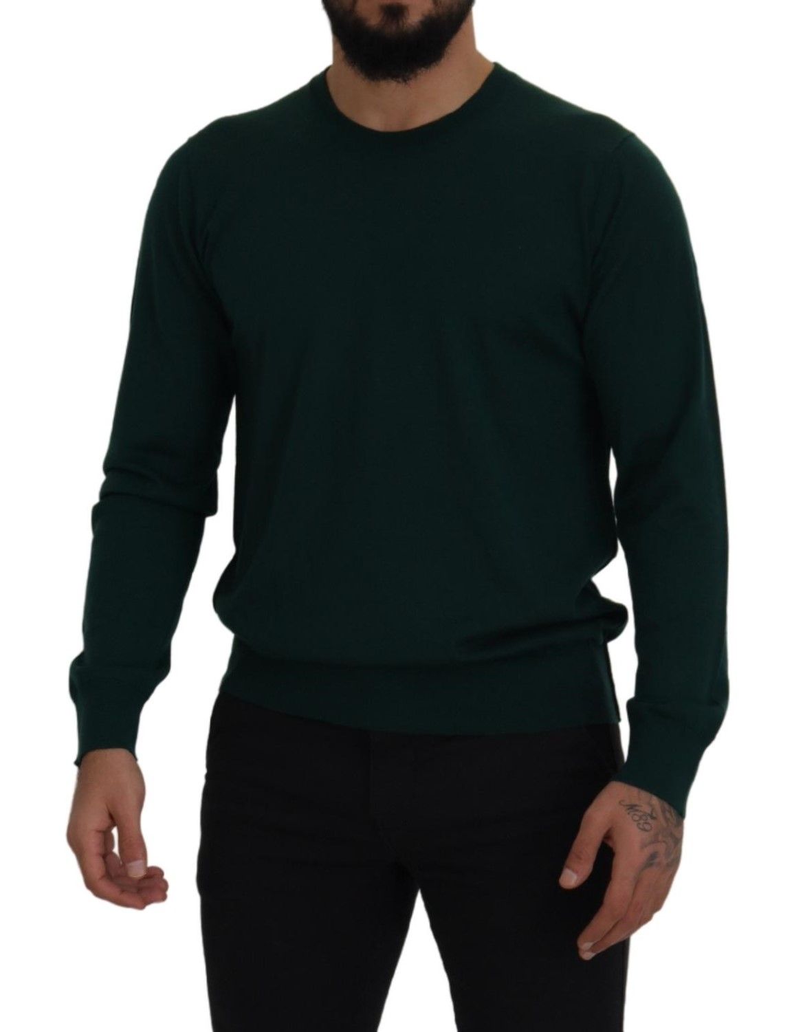 Dolce &amp; Gabbana Green Cashmere Crewneck Pullover Sweater